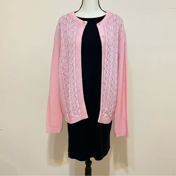 Vintage Haband Pink Knit Cardigan Sweater Size Medium - Picture 5 of 11